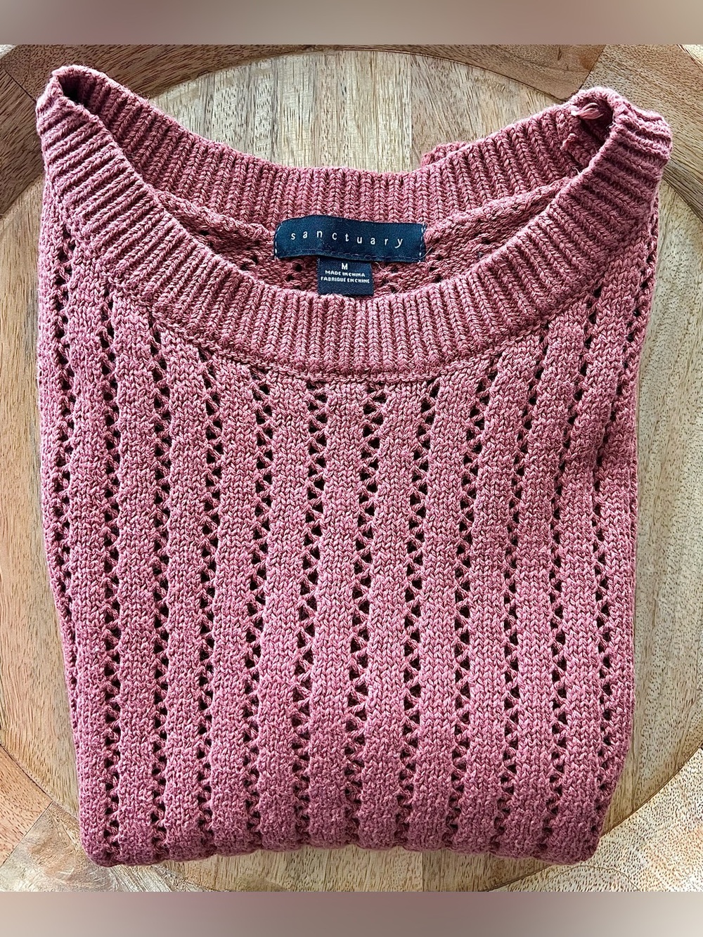 Sanctuary 100% Cotton Sleeveless Sweater Rust/Rose Scalloped Hem Women’s SZ M - Picture 12 of 12